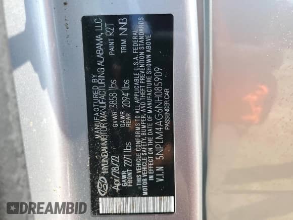 ✅ 2022 Hyundai Elantra SEL • VIN: 5NPLM4AG6NH085909 • Лот: 80315835. Размещён на Copart с пробегом Не указан миль. Получите бесплатный доступ к архиву аукционных продаж из США и посмотрите подробный отчёт об истории автомобиля на DreamBid. Изображение 12.