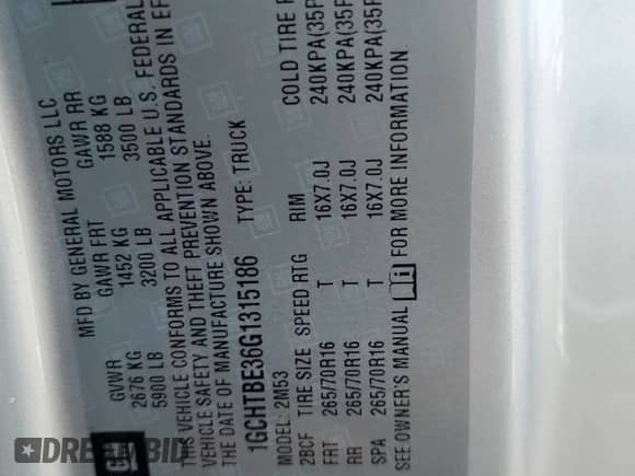 2016 Chevrolet Colorado 4WD WT с VIN 1GCHTBE36G1315186, выставлен на аукционе Copart как лот 53364255 с пробегом 121 432 миль миль и Списание • Salvage title. История ставок и продаж доступна на DreamBid. Изображение 12.