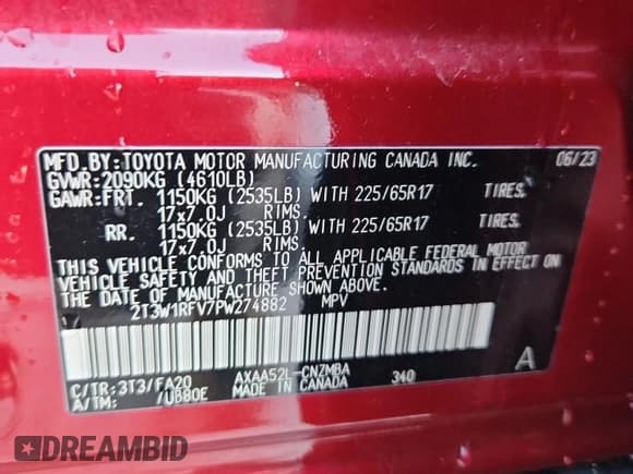 ✅ 2023 Toyota RAV4 XLE • VIN: 2T3W1RFV7PW274882 • Lot: 90611355. Wystawiony na Copart z przebiegiem 113 606 mil. Bezpłatny archiwum sprzedaży aukcyjnych z USA i szczegółowy raport historii pojazdu na DreamBid. Zdjęcie 13.