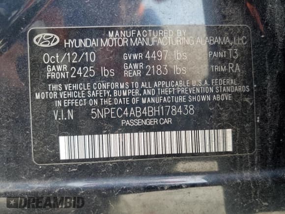 ✅ 2011 Hyundai Sonata SE • VIN: 5NPEC4AB4BH178438 • Lot: 66506554. Wystawiony na Copart z przebiegiem 165 190 mil. Bezpłatny archiwum sprzedaży aukcyjnych z USA i szczegółowy raport historii pojazdu na DreamBid. Zdjęcie 14.