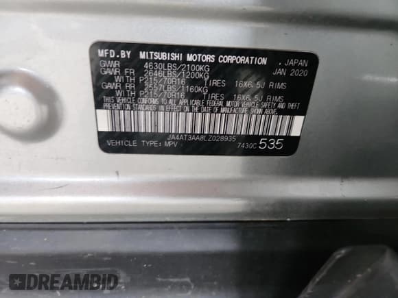 ✅ 2020 Mitsubishi Eclipse Cross ES • VIN: JA4AT3AA8LZ028935 • Lot: 84434605. Wystawiony na Copart z przebiegiem 109 135 mil. Bezpłatny archiwum sprzedaży aukcyjnych z USA i szczegółowy raport historii pojazdu na DreamBid. Zdjęcie 13.