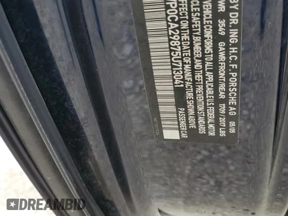 ✅ 2005 Porsche Boxster • VIN: WP0CA29875U713041 • Lot: 74948004. Wystawiony na Copart z przebiegiem Nie podano. Bezpłatny archiwum sprzedaży aukcyjnych z USA i szczegółowy raport historii pojazdu na DreamBid. Zdjęcie 13.