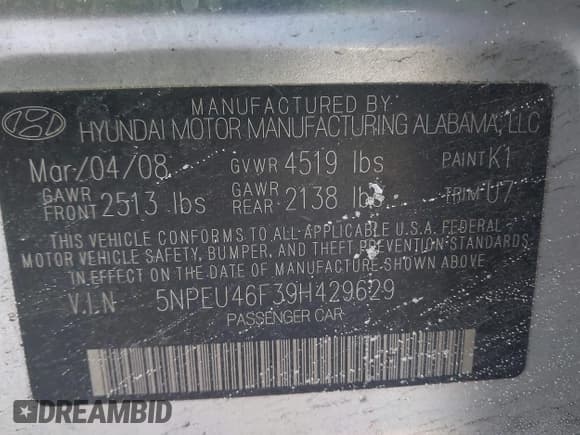 ✅ 2009 Hyundai Sonata Limited • VIN: 5NPEU46F39H429629 • Лот: 41412212. Опубликован ранее на IAAI с пробегом 222 511 миль. Бесплатный доступ к архиву аукционных продаж из США и подробный отчёт об истории автомобиля на DreamBid. Изображение 9.