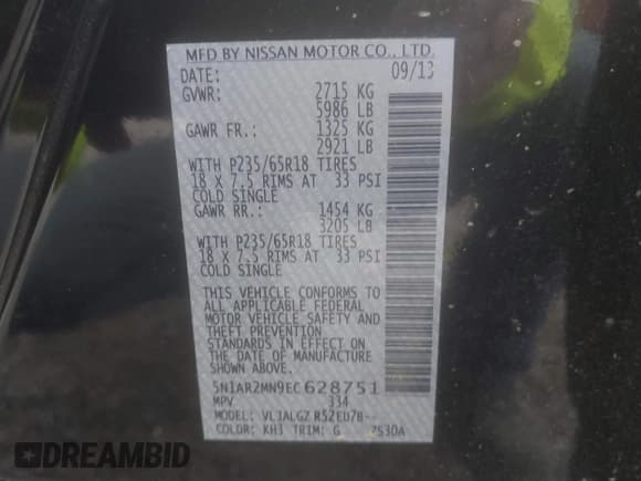 ✅ 2014 Nissan Pathfinder S • VIN: 5N1AR2MN9EC628751 • Lot: 42258114. Listed on IAAI with 108,524 mi. Free auction sales archive from the USA and detailed vehicle history report at DreamBid. Image 9.