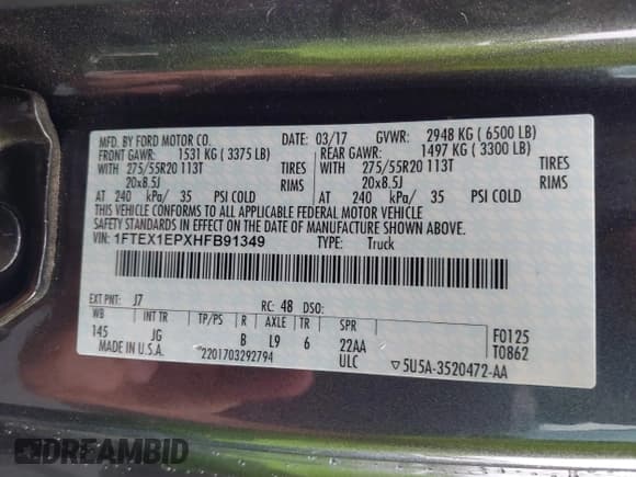 ✅ 2017 Ford F-150 XL • VIN: 1FTEX1EPXHFB91349 • Lot: 42865474. Listed on IAAI with 27,502 mi. Free auction sales archive from the USA and detailed vehicle history report at DreamBid. Image 9.