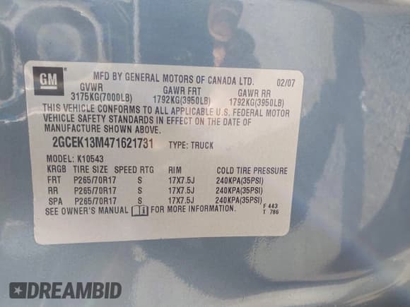 ✅ 2007 Chevrolet Silverado 1500 1LT • VIN: 2GCEK13M471621731 • Lot: 43596019. Listed on IAAI with 217,416 mi. Free auction sales archive from the USA and detailed vehicle history report at DreamBid. Image 9.