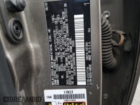 ✅ 2010 Toyota Tundra • VIN: 5TFRY5F14AX080196 • Lot: 93150205. Listed on Copart with 307,944 mi. Free auction sales archive from the USA and detailed vehicle history report at DreamBid. Image 12.