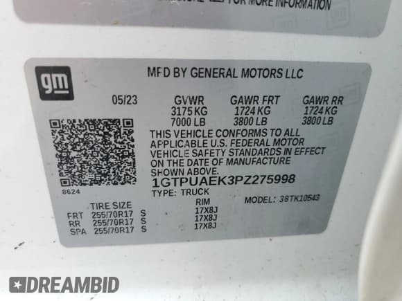 ✅ 2023 GMC Sierra 1500 Pro • VIN: 1GTPUAEK3PZ275998 • Lot: 65525885. Listed on Copart with 33,322 mi. Free auction sales archive from the USA and detailed vehicle history report at DreamBid. Image 12.