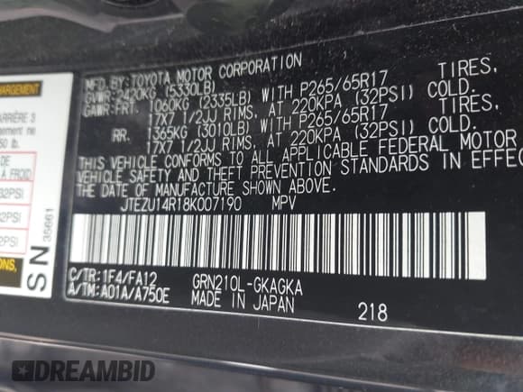 ✅ 2008 Toyota 4Runner SR5 • VIN: JTEZU14R18K007190 • Lot: 43011494. Listed on IAAI with 245,165 mi. Free auction sales archive from the USA and detailed vehicle history report at DreamBid. Image 9.