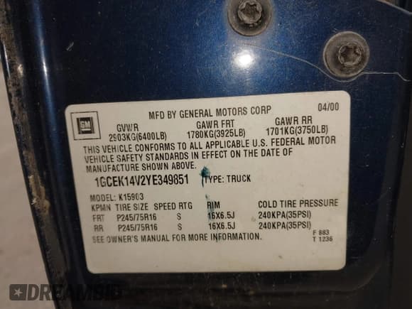 ✅ 2000 Chevrolet Silverado 1500 • VIN: 1GCEK14V2YE349851 • Лот: 43300859. Опубликован ранее на IAAI с пробегом 201 695 миль. Бесплатный доступ к архиву аукционных продаж из США и подробный отчёт об истории автомобиля на DreamBid. Изображение 9.