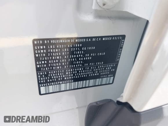 ✅ 2023 Volkswagen Taos S • VIN: 3VVCX7B25PM343234 • Lot: 43095868. Wystawiony na IAAI z przebiegiem 20 221 mil. Bezpłatny archiwum sprzedaży aukcyjnych z USA i szczegółowy raport historii pojazdu na DreamBid. Zdjęcie 9.