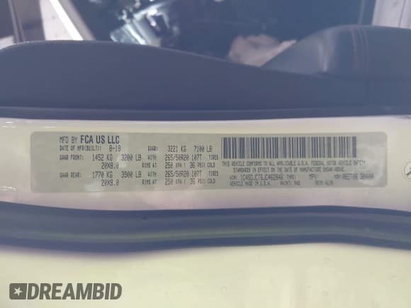 ✅ 2018 Dodge Durango R/T • VIN: 1C4SDJCT6JC462846 • Lot: 41619972. Listed on IAAI with 97,234 mi. Free auction sales archive from the USA and detailed vehicle history report at DreamBid. Image 9.