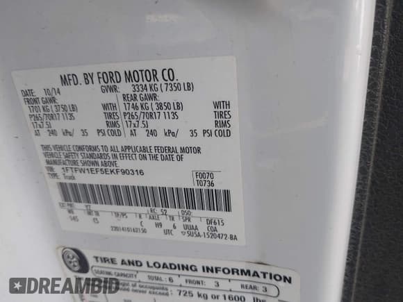 ✅ 2014 Ford F-150 XL • VIN: 1FTFW1EF5EKF90316 • Lot: 42935167. Wystawiony na IAAI z przebiegiem 184 653 mil. Bezpłatny archiwum sprzedaży aukcyjnych z USA i szczegółowy raport historii pojazdu na DreamBid. Zdjęcie 9.