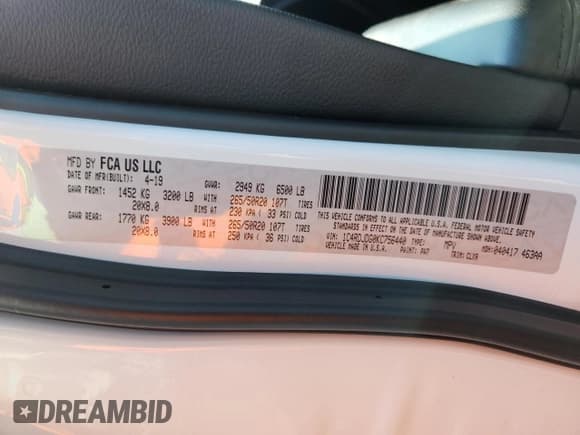 ✅ 2019 Dodge Durango GT Plus • VIN: 1C4RDJDG0KC756440 • Lot: 72044085. Wystawiony na Copart z przebiegiem 85 161 mil. Bezpłatny archiwum sprzedaży aukcyjnych z USA i szczegółowy raport historii pojazdu na DreamBid. Zdjęcie 13.