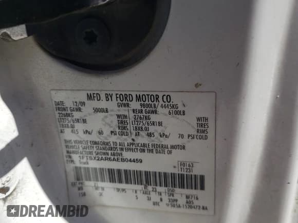 ✅ 2010 Ford F-250 • VIN: 1FTSX2AR6AEB04459 • Lot: 81517675. Listed on Copart with 375,988 mi. Free auction sales archive from the USA and detailed vehicle history report at DreamBid. Image 12.