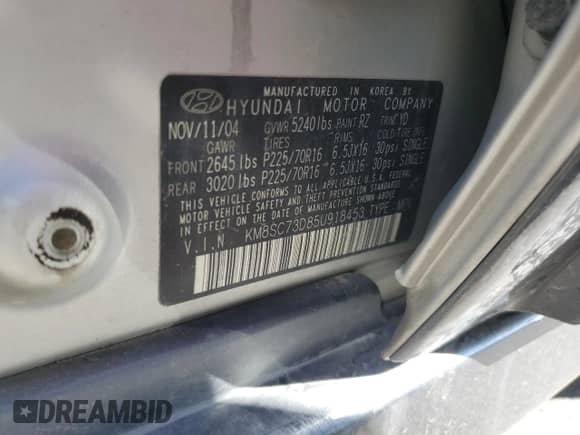 2005 Hyundai Santa Fe GLS с VIN KM8SC73D85U918453, выставлен на аукционе Copart как лот 46942725 с пробегом 186 275 миль миль и Списание • Salvage title. История ставок и продаж доступна на DreamBid. Изображение 13.