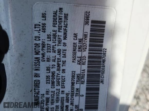 ✅ 2015 Infiniti Q60 S Limited • VIN: JN1CV6EK6FM870822 • Лот: 64929075. Опубликован ранее на Copart с пробегом Не указан. Бесплатный доступ к архиву аукционных продаж из США и подробный отчёт об истории автомобиля на DreamBid. Изображение 12.