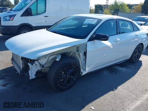 2025 Hyundai Elantra N Line with VIN KMHLR4DF2SU905145, listed as a IAAI auction lot 43276887 with 4,094 mi miles and . Bid and sale history available at DreamBid. Image 2.