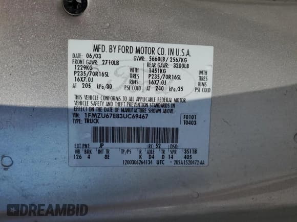 ✅ 2003 Ford Explorer Sport Trac XLS • VIN: 1FMZU67E83UC69467 • Lot: 86825505. Wystawiony na Copart z przebiegiem 169 878 mil. Bezpłatny archiwum sprzedaży aukcyjnych z USA i szczegółowy raport historii pojazdu na DreamBid. Zdjęcie 12.