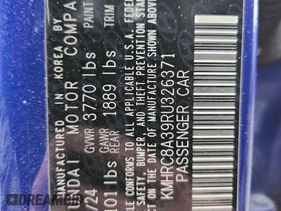 2024 Hyundai Venue SEL with VIN KMHRC8A39RU326371, listed as a Copart auction lot 89538485 with 21,603 mi miles and Salvage title. Bid and sale history available at DreamBid. Image 12.