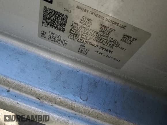 ✅ 2018 Chevrolet Silverado 2500HD Work Truck • VIN: 1GC1KUEG8JF233621 • Lot: 91648565. Listed on Copart with 98,370 mi. Free auction sales archive from the USA and detailed vehicle history report at DreamBid. Image 12.