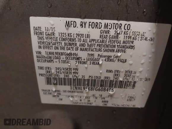 ✅ 2015 Lincoln MKS • VIN: 1LNHL9EK8FG608496 • Лот: 42347566. Опубликован ранее на IAAI с пробегом 83 946 миль. Бесплатный доступ к архиву аукционных продаж из США и подробный отчёт об истории автомобиля на DreamBid. Изображение 9.