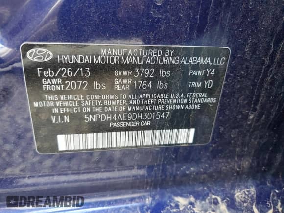 ✅ 2013 Hyundai Elantra GLS • VIN: 5NPDH4AE9DH301547 • Лот: 81757354. Размещён на Copart с пробегом 79 309 миль миль. Получите бесплатный доступ к архиву аукционных продаж из США и посмотрите подробный отчёт об истории автомобиля на DreamBid. Изображение 12.