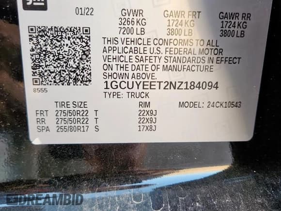 ✅ 2022 Chevrolet Silverado 1500 RST • VIN: 1GCUYEET2NZ184094 • Лот: 84618775. Опубликован ранее на Copart с пробегом 89 837 миль. Бесплатный доступ к архиву аукционных продаж из США и подробный отчёт об истории автомобиля на DreamBid. Изображение 13.