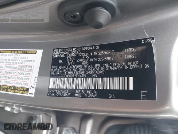 ✅ 2020 Lexus NX 300 • VIN: JTJDARDZ5L5014394 • Lot: 42607953. Listed on IAAI with 54,783 mi. Free auction sales archive from the USA and detailed vehicle history report at DreamBid. Image 9.