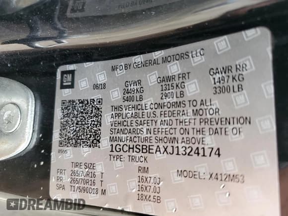 ✅ 2018 Chevrolet Colorado 2WD Work Truck • VIN: 1GCHSBEAXJ1324174 • Лот: 44777974. Опубликован ранее на Copart с пробегом 110 716 миль. Бесплатный доступ к архиву аукционных продаж из США и подробный отчёт об истории автомобиля на DreamBid. Изображение 12.