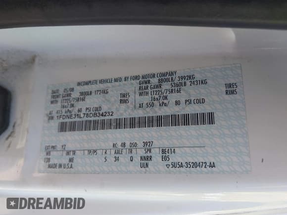 ✅ 2008 Ford Econoline Passenger XL • VIN: 1FDNE31L78DB34232 • Lot: 43516598. Listed on IAAI with 100,537 mi. Free auction sales archive from the USA and detailed vehicle history report at DreamBid. Image 9.