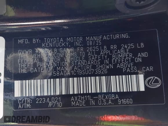 ✅ 2025 Lexus ES 300h • VIN: 58ADA1C19SU073926 • Lot: 43551675. Wystawiony na IAAI z przebiegiem 6 446 mil. Bezpłatny archiwum sprzedaży aukcyjnych z USA i szczegółowy raport historii pojazdu na DreamBid. Zdjęcie 9.