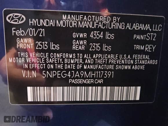 2021 Hyundai Sonata SE with VIN 5NPEG4JA9MH117391, listed as a Copart auction lot 90601665 with 113,784 mi miles and Clean title. Bid and sale history available at DreamBid. Image 12.