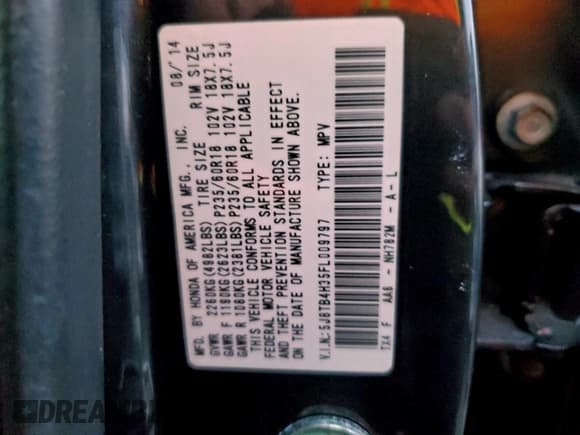 ✅ 2015 Acura RDX • VIN: 5J8TB4H35FL009797 • Лот: 94792255. Опубликован ранее на Copart с пробегом 98 482 миль. Бесплатный доступ к архиву аукционных продаж из США и подробный отчёт об истории автомобиля на DreamBid. Изображение 13.