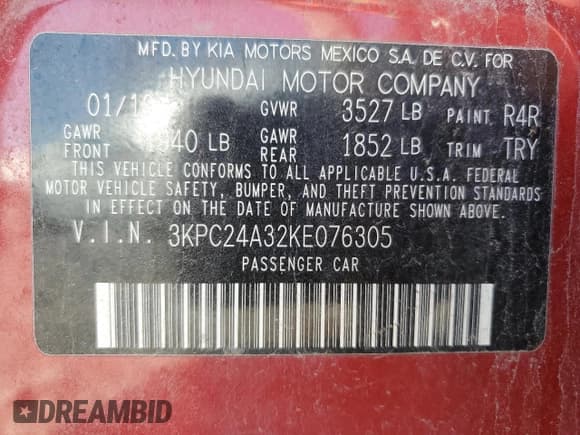 ✅ 2019 Hyundai Accent SE • VIN: 3KPC24A32KE076305 • Лот: 78804204. Опубликован ранее на Copart с пробегом 89 368 миль. Бесплатный доступ к архиву аукционных продаж из США и подробный отчёт об истории автомобиля на DreamBid. Изображение 12.