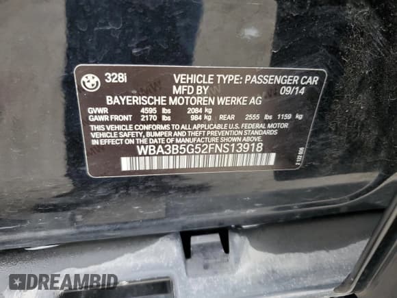 ✅ 2015 BMW 3 Series 328i xDrive • VIN: WBA3B5G52FNS13918 • Лот: 65646895. Опубликован ранее на Copart с пробегом 79 828 миль. Бесплатный доступ к архиву аукционных продаж из США и подробный отчёт об истории автомобиля на DreamBid. Изображение 13.