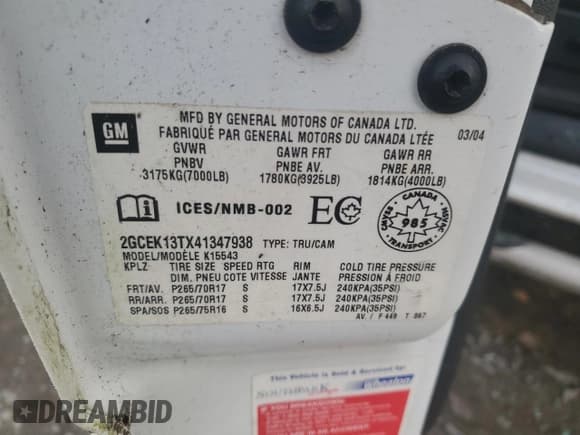 ✅ 2004 Chevrolet Silverado 1500 Z71 • VIN: 2GCEK13TX41347938 • Лот: 83152794. Опубликован ранее на Copart с пробегом Не указан. Бесплатный доступ к архиву аукционных продаж из США и подробный отчёт об истории автомобиля на DreamBid. Изображение 12.