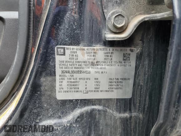 ✅ 2014 Chevrolet Captiva Sport LT • VIN: 3GNAL3EK0ES544030 • Lot: 48332885. Wystawiony na Copart z przebiegiem 184 198 mil. Bezpłatny archiwum sprzedaży aukcyjnych z USA i szczegółowy raport historii pojazdu na DreamBid. Zdjęcie 13.