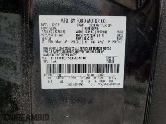 ✅ 2014 Ford F-150 XL • VIN: 1FTFX1EF5EFA61616 • Lot: 54660705. Wystawiony na Copart z przebiegiem Nie podano. Bezpłatny archiwum sprzedaży aukcyjnych z USA i szczegółowy raport historii pojazdu na DreamBid. Zdjęcie 12.