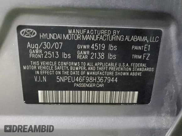 ✅ 2008 Hyundai Sonata SE • VIN: 5NPEU46F98H367944 • Лот: 88429295. Опубликован ранее на Copart с пробегом 129 853 миль. Бесплатный доступ к архиву аукционных продаж из США и подробный отчёт об истории автомобиля на DreamBid. Изображение 12.