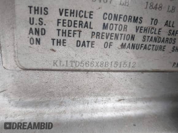 2008 Chevrolet Aveo LS z VIN KL1TD566X8B151512, wystawiony jako IAAI lot #41364928 z przebiegiem 67 477 mil mil oraz . Historia ofert i sprzedaży dostępna na DreamBid. Obrazek 9.