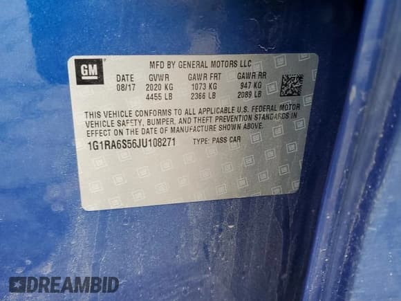 ✅ 2018 Chevrolet Volt LT • VIN: 1G1RA6S56JU108271 • Lot: 80865914. Wystawiony na Copart z przebiegiem 132 609 mil. Bezpłatny archiwum sprzedaży aukcyjnych z USA i szczegółowy raport historii pojazdu na DreamBid. Zdjęcie 12.