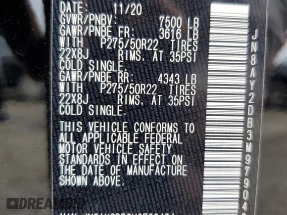 ✅ 2021 Nissan Armada Platinum • VIN: JN8AY2DB3M9790484 • Лот: 60632585. Опубликован ранее на Copart с пробегом 44 561 миль. Бесплатный доступ к архиву аукционных продаж из США и подробный отчёт об истории автомобиля на DreamBid. Изображение 13.