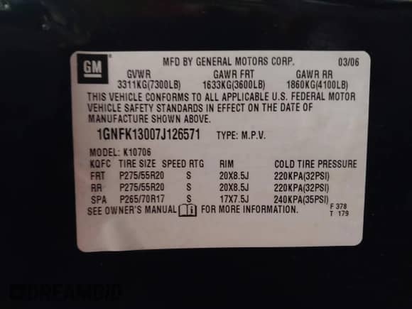 2007 Chevrolet Tahoe LTZ с VIN 1GNFK13007J126571, выставлен на аукционе IAAI как лот 43396515 с пробегом 240 070 миль миль и . История ставок и продаж доступна на DreamBid. Изображение 9.