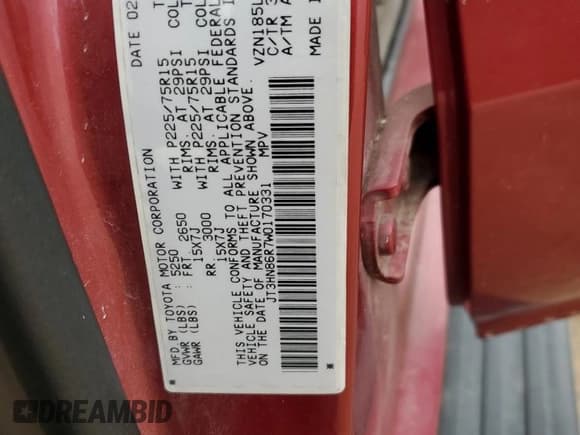 ✅ 1998 Toyota 4Runner SR5 • VIN: JT3HN86R7W0170331 • Lot: 80694635. Listed on Copart with 220,306 mi. Free auction sales archive from the USA and detailed vehicle history report at DreamBid. Image 12.