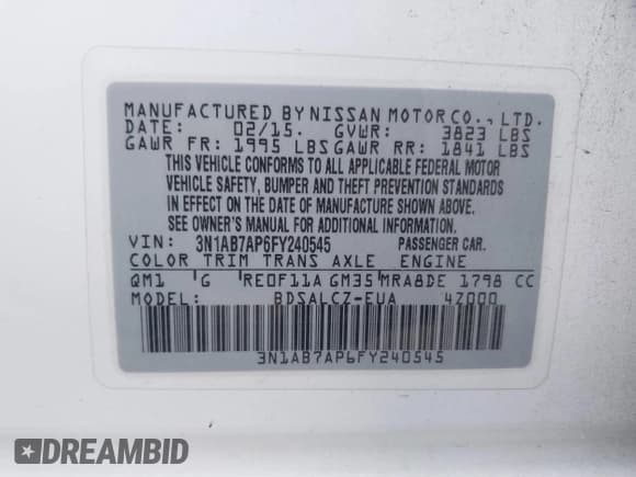 ✅ 2015 Nissan Sentra S • VIN: 3N1AB7AP6FY240545 • Lot: 43291152. Wystawiony na IAAI z przebiegiem 136 652 mil. Bezpłatny archiwum sprzedaży aukcyjnych z USA i szczegółowy raport historii pojazdu na DreamBid. Zdjęcie 9.