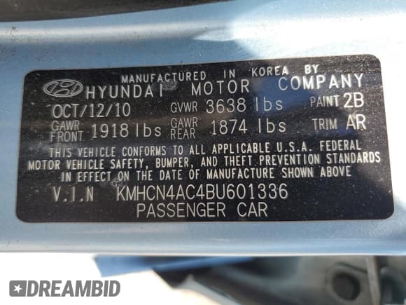 ✅ 2011 Hyundai Accent GLS • VIN: KMHCN4AC4BU601336 • Лот: 61555105. Опубликован ранее на Copart с пробегом 183 280 миль. Бесплатный доступ к архиву аукционных продаж из США и подробный отчёт об истории автомобиля на DreamBid. Изображение 12.