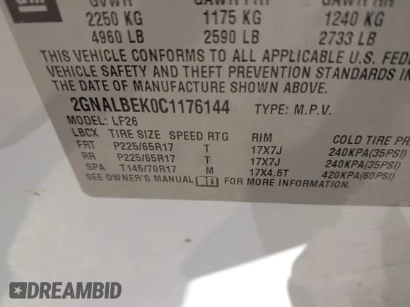 ✅ 2012 Chevrolet Equinox LS • VIN: 2GNALBEK0C1176144 • Лот: 43573159. Опубликован ранее на IAAI с пробегом 174 337 миль. Бесплатный доступ к архиву аукционных продаж из США и подробный отчёт об истории автомобиля на DreamBid. Изображение 9.