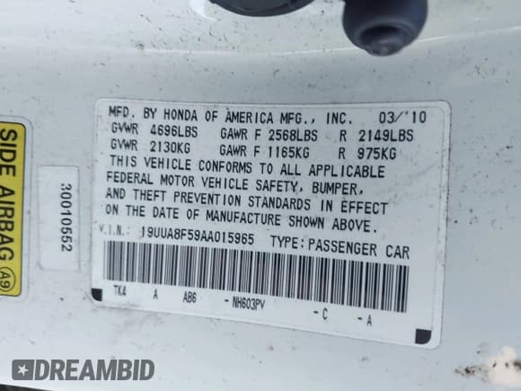 ✅ 2010 Acura TL Technology • VIN: 19UUA8F59AA015965 • Lot: 43916504. Wystawiony na IAAI z przebiegiem 237 978 mil. Bezpłatny archiwum sprzedaży aukcyjnych z USA i szczegółowy raport historii pojazdu na DreamBid. Zdjęcie 9.