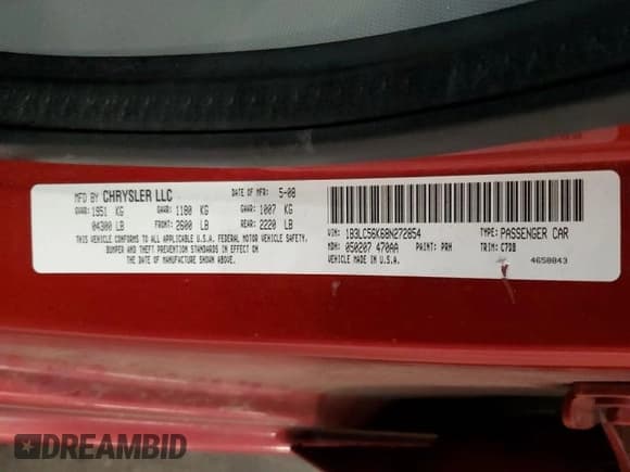 ✅ 2008 Dodge Avenger SXT • VIN: 1B3LC56K68N272854 • Lot: 81025135. Listed on Copart with 259,656 mi. Free auction sales archive from the USA and detailed vehicle history report at DreamBid. Image 12.